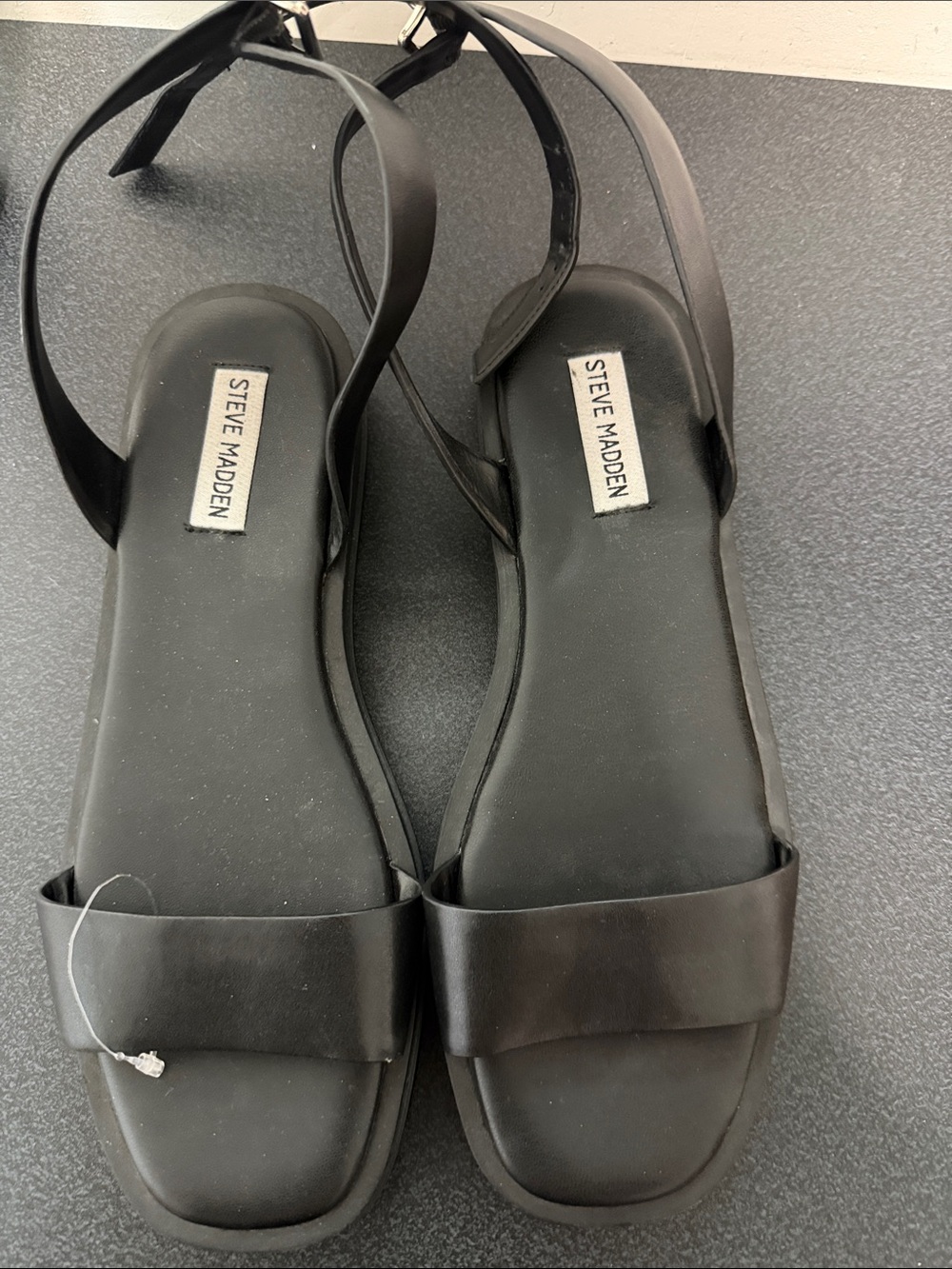Steve Madden Black Ankle-Strap Slide Sandals